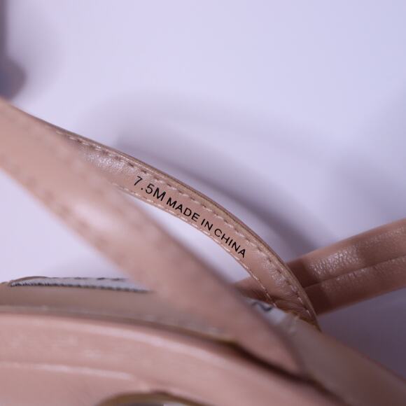 STEVE MADDEN Elizabeth Sandal Flared Heel Square Toe Nude Beige Women's 7.5M - Picture 10 of 10